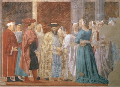 La Réception de la Reine de Saba par le Roi Salomon c.1015-977 du cycle de la Légende de la Vraie Croix, achevé en 1464 fresque (détail) - Piero della Francesca